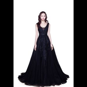 black A line gown